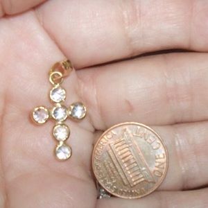 18K Gold pendant cubic zirconia cross pendant